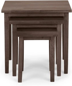 Walnut Wood Nesting Tables Set of 3 Mid-Century Modern Square Coffee Side - Picture 1 of 11