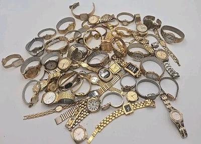 61 Gold Tone Watch Mixed Lot (Various Brands).  5.23lbs - Image 1 of 4
