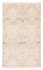 Light Khaki Traditional 3'10" x 6'0" Oriental Hand-knotted Wool Area Rug - Picture 1 of 9