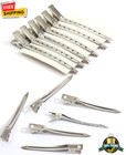 10 pcs 9cm Silver Metal 8-Claw Hair Clips for Salon Styling & Hairdressing