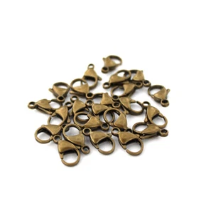 4 Stainless Steel Lobster Clasps Antique Bronze Tone 9mm x 15mm x 4mm - FD667 - Picture 1 of 3