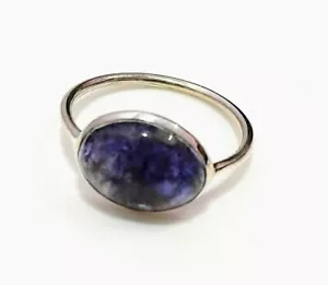Anillo de plata esterlina 925 hecho a mano de piedras preciosas de iolita natural talla 6, anillo de regalo - Imagen 1 de 5