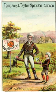 1890s Victorian Trade Card. Red Cross Granulated Lye. Thompson & Taylor Spice - Picture 1 of 2
