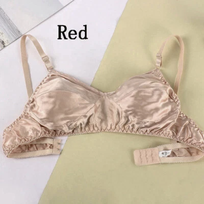 Sujetador de seda satinado brillante para mujer Bralette triángulo ultrafino inalámbrico Prendas para el torso Ropa interior Foto 1 de 4