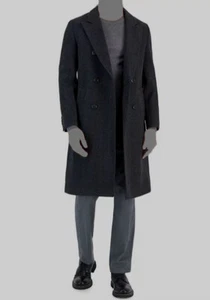 $595 Hugo Boss Men's Gray Slim-Fit Double-Breasted Overcoat Coat Jacket Sz 38R - Picture 1 of 4