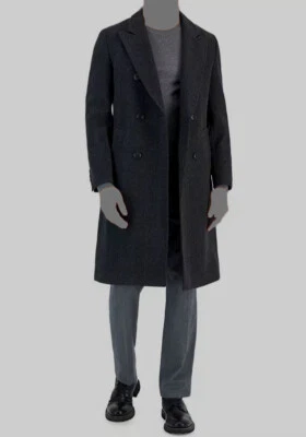 $595 Hugo Boss Men's Gray Slim-Fit Double-Breasted Overcoat Coat Jacket Sz 38R - Image 1 of 4