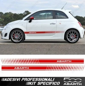 ADESIVI STRISCE FIANCATE LATERALI ABARTH FIAT 500 2007-2016 ROSSO CON SPATOLA - Imagen 1 de 1