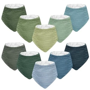 10-Pack Muslin Baby Bibs for Boys & Girls Adjustable Bandana Bibs for Teething - Picture 1 of 7