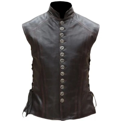 Men's Vintage Renaissance Leather Vest - Stylish Leather Vest - Image 1 of 4