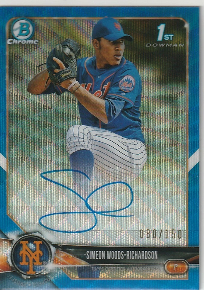 Simeon Woods Richardson 2018 Bowman Chrome Blue Wave Refractor Auto /150 Jays - Image 1 of 1