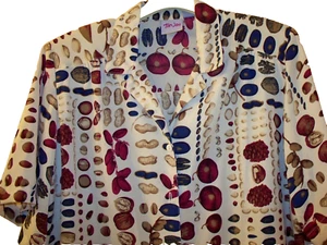 Tan Jay Women’s Short Sleeve Blouse Shirt Top Size 18W Tan Multi Novelty Nut Prt - Picture 1 of 8