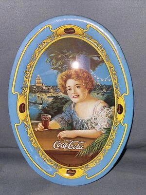 Vintage COCA-COLA Advertising Tip or Trinket Mini Tray 1973 Blue & Yellow - Image 1 of 2