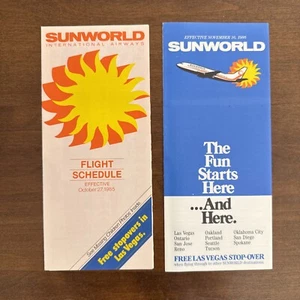Sunworld Airlines Timetables Schedule 1980s - Picture 1 of 3