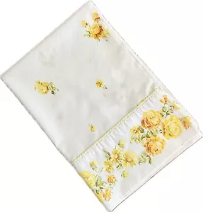 Vintage JC Penney Fashion Manor Pillowcase Penn Prest Muslin Yellow Floral 70s - Picture 1 of 5
