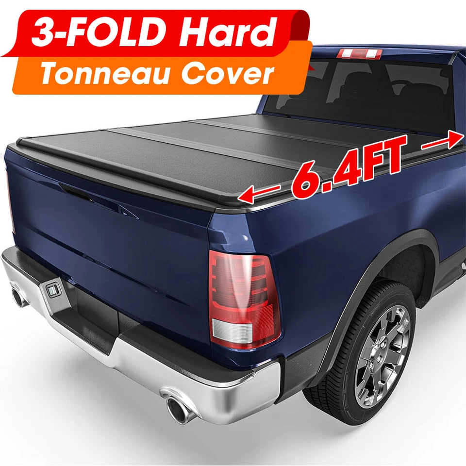 Cubierta rígida Tonneau de plataforma triple plegable de 6,4 ft/6,5 ft para Dodge Ram 1500 2500 3500 02-25 Foto 1 de 4