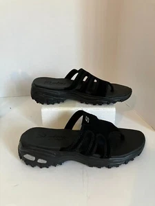 Skechers Women's Yoga Foam Black Sandals SIZE 10 Silver Glitter on Sides - Picture 1 of 9