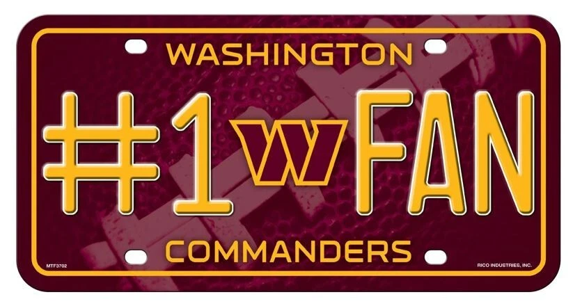 Washington Commanders #1 Fan Metal License Plate, Licensed by Rico - USA - Image 1 of 1