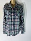 Womens Apricot Size Uk 14 Green Mix Check Long Sleeve Thin Flannel Shirt Blouse