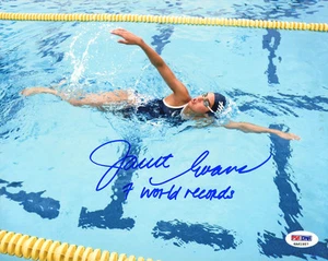 Janet Evans SIGNED 8x10 Photo + 7 World Records Swimmer ITP PSA/DNA AUTOGRAPHED - Picture 1 of 1