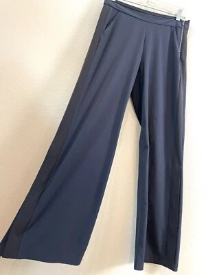 Pantalones Athleta para mujer 4 azul marino Tribeca pierna ancha broches laterales cintura alta Foto 1 de 4