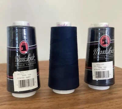 Maxi-Lock Serger Sewing Thread Navy Blue 3 Spools #386 Navy 3000 Yds. - Image 1 of 4
