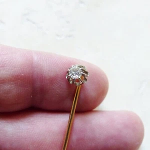 ANTIKE 0,25 ct DIAMANT & 18K GOLD STECKNADEL - Bild 1 von 5