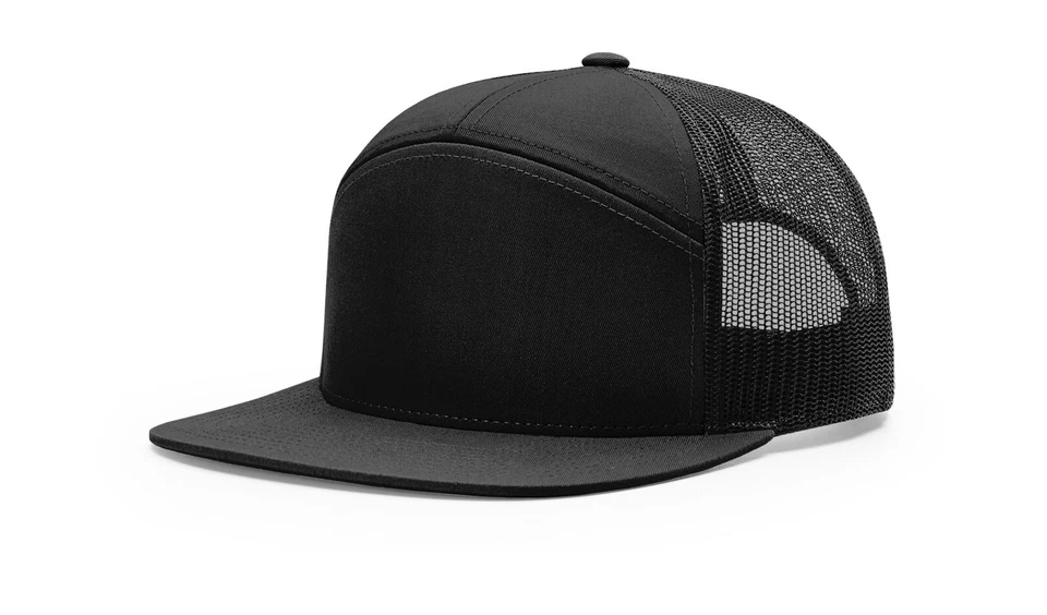 Richardson 7 Panel Trucker Cap - Black