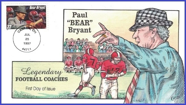 USA1 #3143 U/A COLLINS HAND PAINTED FDC   Paul Bear Bryant - Image 1 of 1