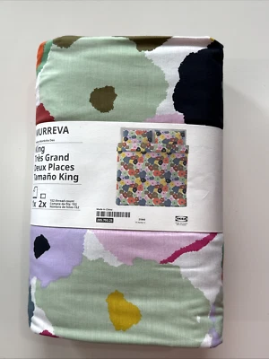 Ikea MURREVA King Duvet cover and 2 pillowcases multicolor/floral pattern NEW - Image 1 of 4