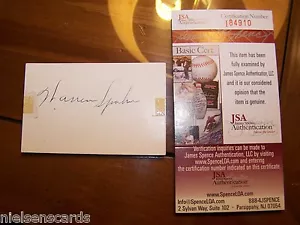 Warren Spahn Autograph 3 1/2" x 2 1/4" index card w/ JSA COA - Picture 1 of 2