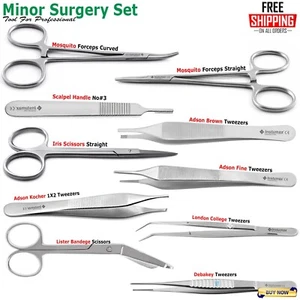 Premium 10 Pcs Minor Surgery Set Surgical Instruments Kit Stainless Steel - Picture 1 of 11