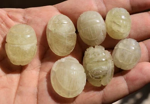 7 scarabei in vetro deserto libico - 352 ct meteorite intagliato a mano tectite Egitto - Foto 1 di 15