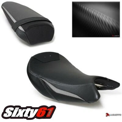 Suzuki GSXS 1000 Seat Covers 2015-2019 2020 Luimoto Front Rear Black Gray Carbon - Image 1 of 4