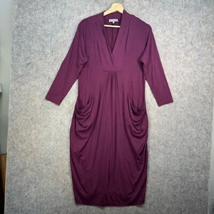 Vestido Sahara para mujer talla UK 14 púrpura línea A bolsillos reunidos drapeado Lagenlook - Imagen 1 de 13