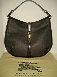 NEW $1195 Burberry Willenmore Haymarket Line Hobo Brown Leather Shoulder Handbag - Picture 1 of 12
