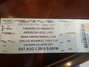 american idol live ticket stub show caesars atlantic city ac new jersey nj 2015 - Picture 1 of 1
