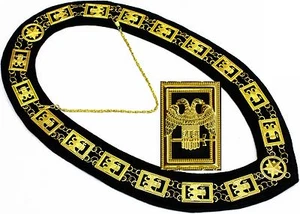MASONIC 32 DEGREE WING DOWN SCOTTISH RITE GOLDEN CHAIN COLLAR FAST SHIPPING - Picture 1 of 6