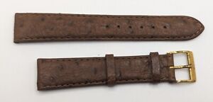 NOS Handcrafted German Brown Genuine Ostrich 18 mm Vintage Wrist Watch Band
