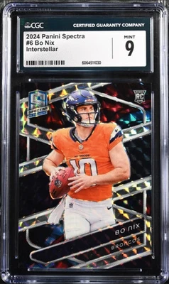 BO NIX ROOKIE INTERSTELLAR 1/60 2024 SPECTRA FOOTBALL BRONCOS RC #6 CGC MINT 9 - Image 1 of 2