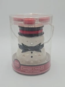 2015 Yankee Candle Ceramic Luminary Snowman Tux Centerpiece Tea Light Holder - Picture 1 of 4