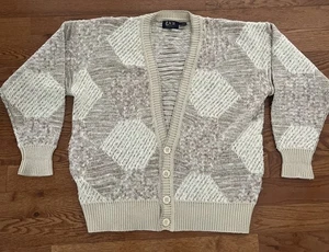 Vintage LeRoy LR-II for Men V-Neck Button Tan Grandpa Cardigan Sweater Men's XL - Picture 1 of 7