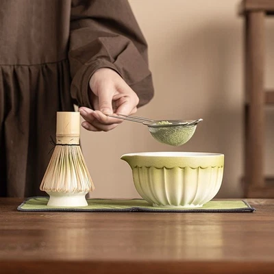4PCS Reusable Japanese Matcha Tea Set Bamboo Ceramic Japanese Chasen  Stirring - Image 1 of 4