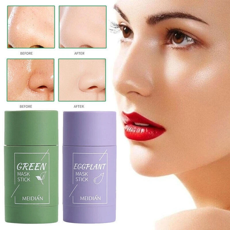 Green Tea Clay Cleansing Mask Stick Facial Deep Purifying Blackhead Acne Remover - Image 1 of 4
