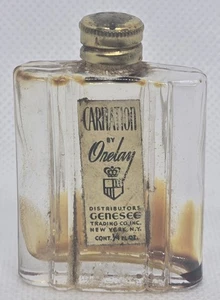 1930’s ‘Carnation By Orelay’ Empty Glass Perfume Bottle w/ Metal Screw Cap 2" - Picture 1 of 7