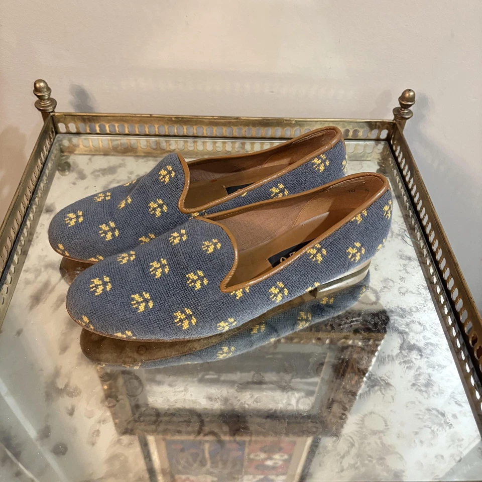 Zapatos Zalo para mujer talla 10N azul punta de aguja zapatilla mocasines suela de cuero Foto 1 de 4