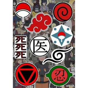 Naruto Clan Symbols Sticker Pack | Konoha Leaf Uchiha Crest Akatsuki Cloud Ninja - Picture 1 of 1