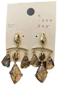 A New Day Gold Tone Post Tiered Drop Earrings Nickel Free NEW - Picture 1 of 6