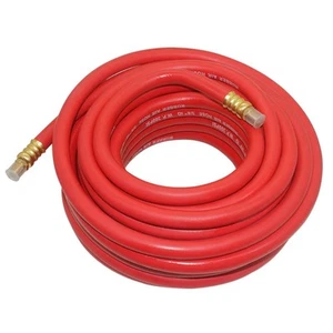 3/8" x 50ft Heavy Duty Rubber Air Hose 300Psi with 1/4"MNPT (Red) - Picture 1 of 5