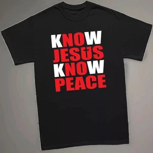 Know Jesus Know Peace T-Shirt Christ Jesus Christus Religiös Gott Zeuge - Bild 1 von 2