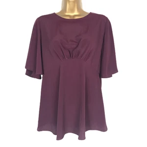Topshop Maternity Austin Blouse Peplum Purple Size 8 Pregnacy Top Flutter Sleeve - Picture 1 of 6